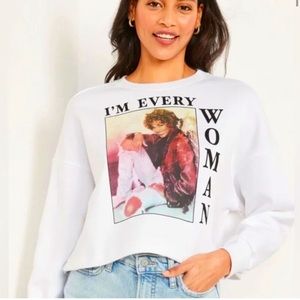 WHITNEY HOUSTON Boxy Relaxed Fit Crewneck Comfy Sweatshirt Top White Sz 3X, NWOT
